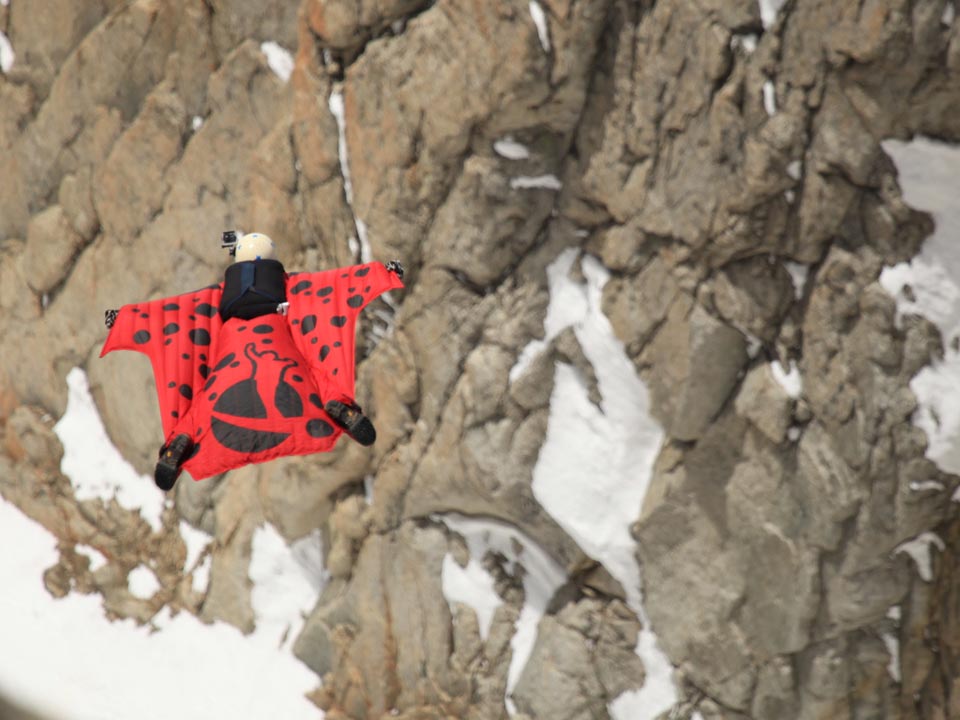 A high altitude wingsuit jump